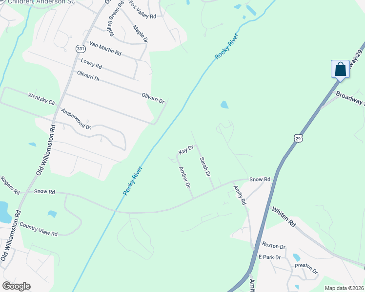 map of restaurants, bars, coffee shops, grocery stores, and more near 709 Kay Drive in Anderson