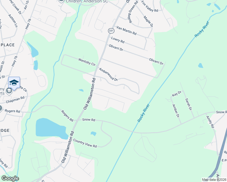 map of restaurants, bars, coffee shops, grocery stores, and more near 109 Keystone Drive in Anderson