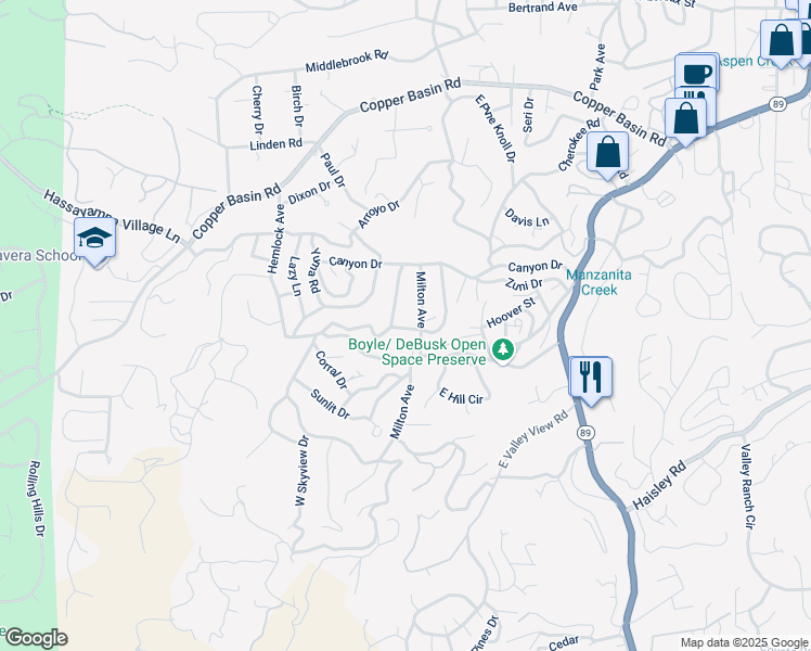 map of restaurants, bars, coffee shops, grocery stores, and more near 912 Bluejay Drive in Prescott