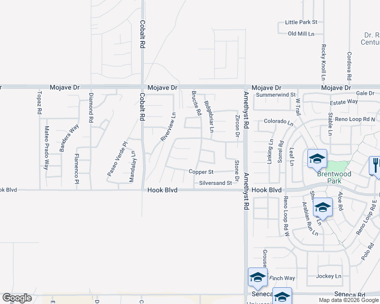 map of restaurants, bars, coffee shops, grocery stores, and more near 13463 Fernglen Court in Victorville