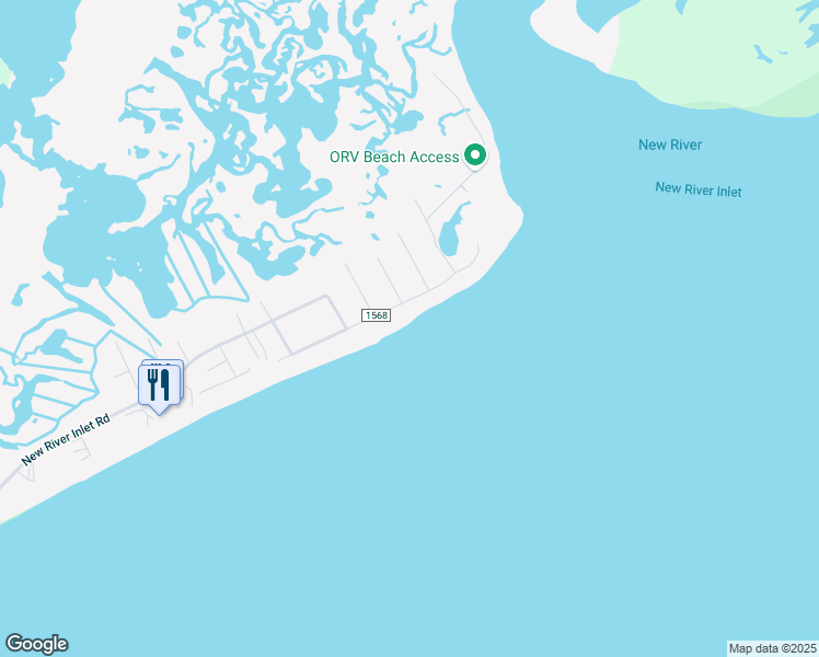 map of restaurants, bars, coffee shops, grocery stores, and more near 2282B New River Inlet Road in North Topsail Beach