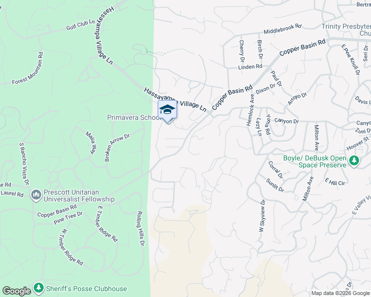 map of restaurants, bars, coffee shops, grocery stores, and more near 1410 Sierra Vista Drive in Prescott