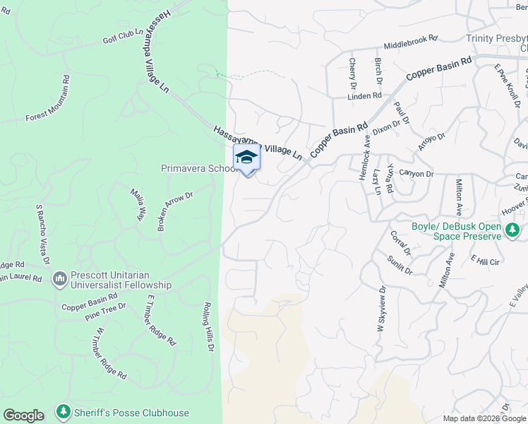 map of restaurants, bars, coffee shops, grocery stores, and more near 1410 Sierra Vista Drive in Prescott