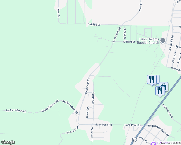 map of restaurants, bars, coffee shops, grocery stores, and more near 1195 Back Penn Road in Summerville