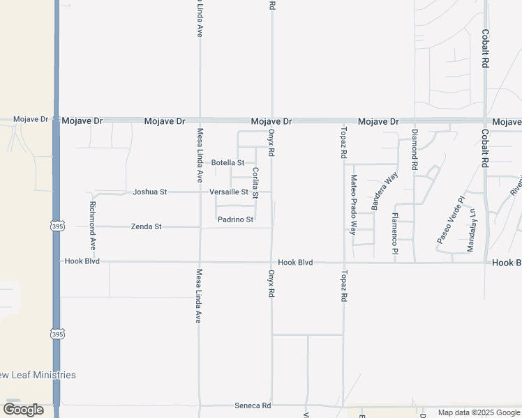 map of restaurants, bars, coffee shops, grocery stores, and more near 14955 Corlita Street in Victorville