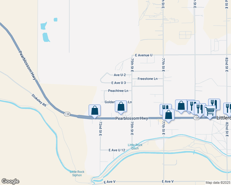 map of restaurants, bars, coffee shops, grocery stores, and more near 35340 Harvest Court in Littlerock