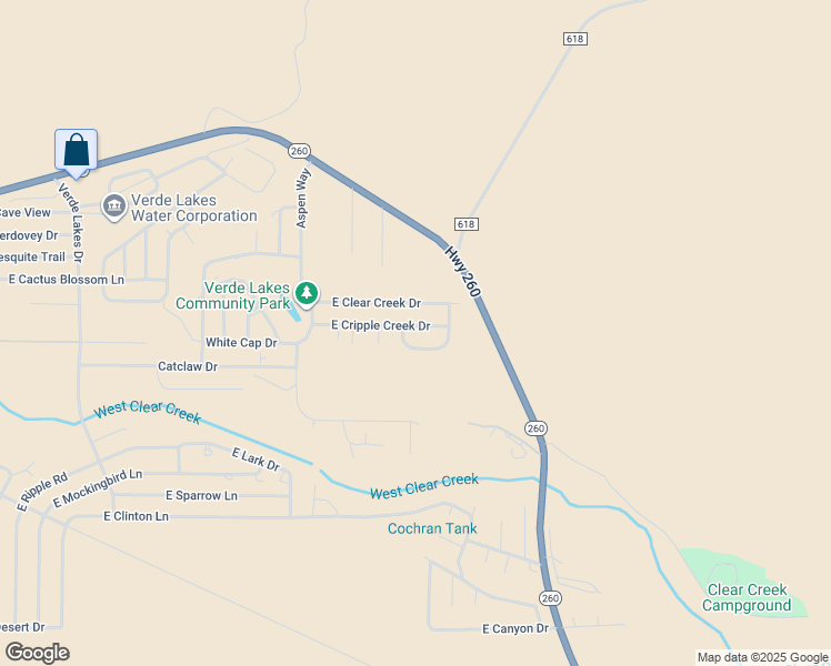 map of restaurants, bars, coffee shops, grocery stores, and more near 4237 East Cripple Creek Drive in Camp Verde