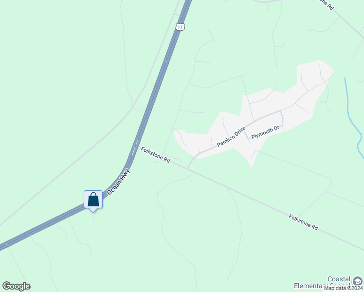 map of restaurants, bars, coffee shops, grocery stores, and more near 324 Cedar Island Trail in Holly Ridge
