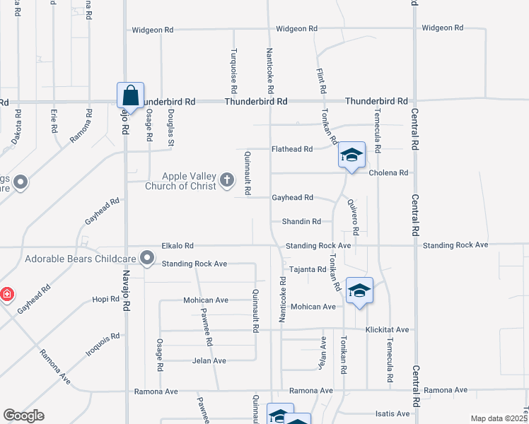 map of restaurants, bars, coffee shops, grocery stores, and more near 14990 Nanticoke Road in Apple Valley