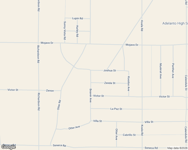 map of restaurants, bars, coffee shops, grocery stores, and more near 15056 Beaver Avenue in Adelanto
