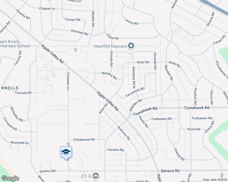 map of restaurants, bars, coffee shops, grocery stores, and more near 15010 Kinai Road in Apple Valley