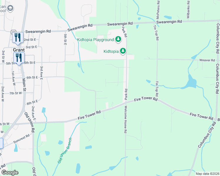 map of restaurants, bars, coffee shops, grocery stores, and more near 125 Vail Drive in Grant