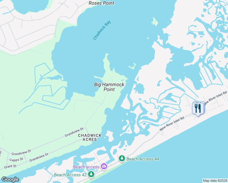 map of restaurants, bars, coffee shops, grocery stores, and more near 162 Big Hammock Point Road in Sneads Ferry