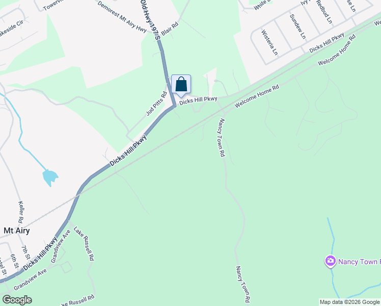 map of restaurants, bars, coffee shops, grocery stores, and more near 433 Nancy Town Road in Mount Airy