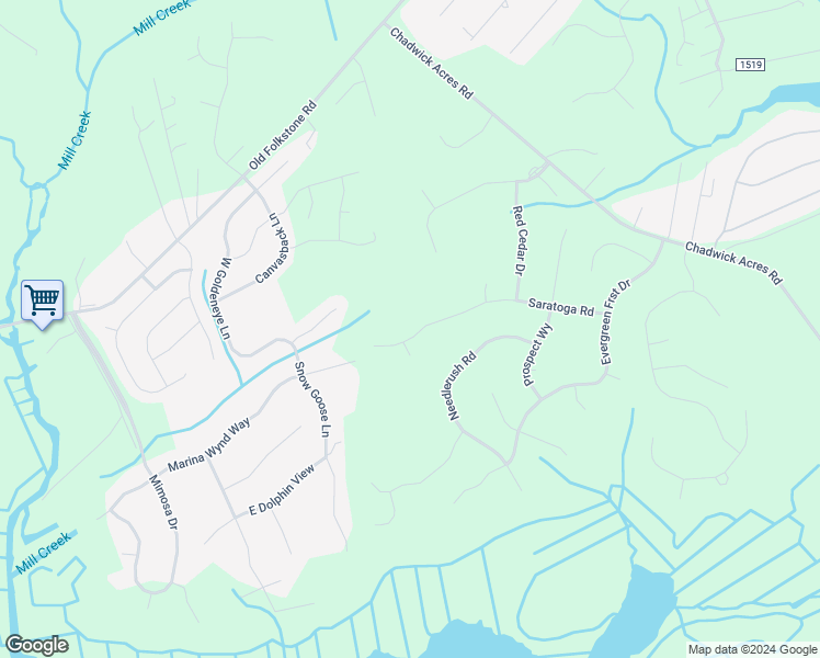 map of restaurants, bars, coffee shops, grocery stores, and more near 511 Saratoga Road in Sneads Ferry