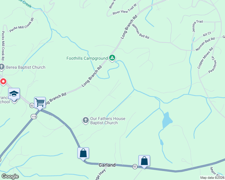 map of restaurants, bars, coffee shops, grocery stores, and more near 0 Cool Springs Lane in Murrayville