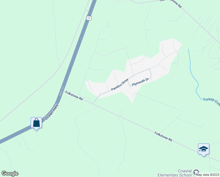 map of restaurants, bars, coffee shops, grocery stores, and more near 115 Pamlico Drive in Holly Ridge