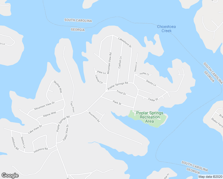 map of restaurants, bars, coffee shops, grocery stores, and more near 220 Trout Drive in Lavonia