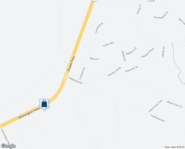 map of restaurants, bars, coffee shops, grocery stores, and more near 321 Cedar Island Trail in Holly Ridge