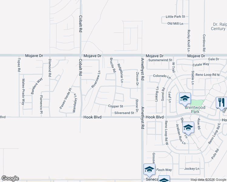 map of restaurants, bars, coffee shops, grocery stores, and more near 13463 Fernglen Court in Victorville