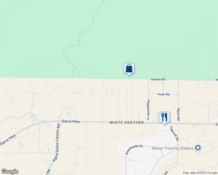 map of restaurants, bars, coffee shops, grocery stores, and more near 10041 Spade Spring Canyon Road in Agua Dulce