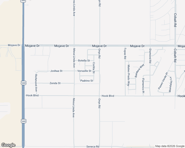map of restaurants, bars, coffee shops, grocery stores, and more near 14955 Corlita Street in Victorville
