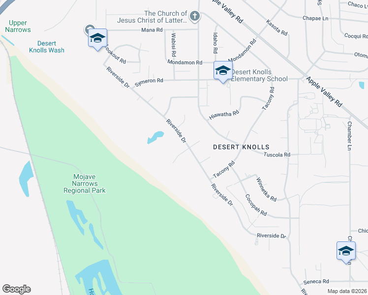 map of restaurants, bars, coffee shops, grocery stores, and more near 15036 Riverside Drive in Apple Valley
