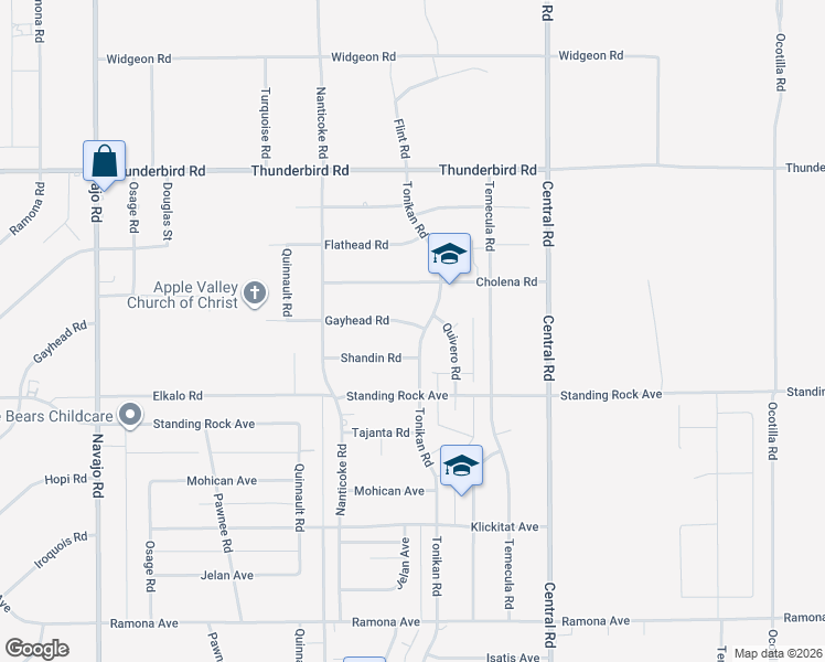 map of restaurants, bars, coffee shops, grocery stores, and more near 22267 Gayhead Road in Apple Valley