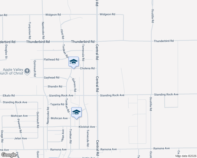 map of restaurants, bars, coffee shops, grocery stores, and more near 14901-15007 Central Road in Apple Valley