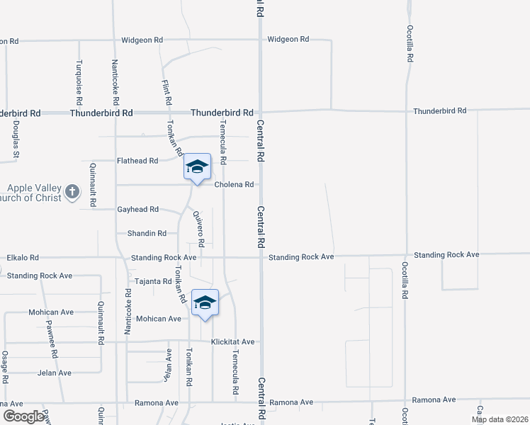 map of restaurants, bars, coffee shops, grocery stores, and more near 14901-15007 Central Road in Apple Valley