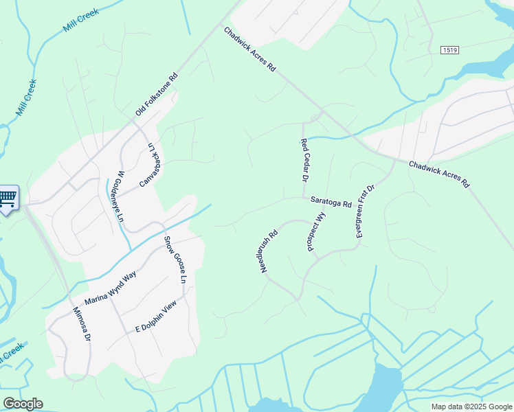 map of restaurants, bars, coffee shops, grocery stores, and more near 519 Saratoga Road in Sneads Ferry