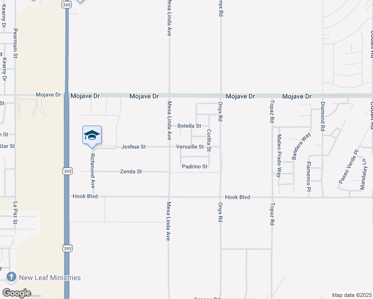map of restaurants, bars, coffee shops, grocery stores, and more near 12571 Versaille Street in Victorville