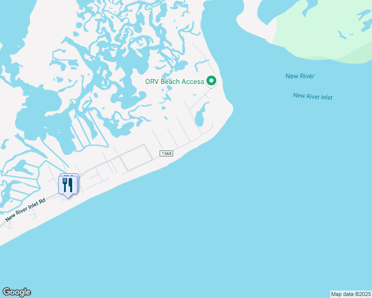 map of restaurants, bars, coffee shops, grocery stores, and more near 2282B New River Inlet Road in North Topsail Beach
