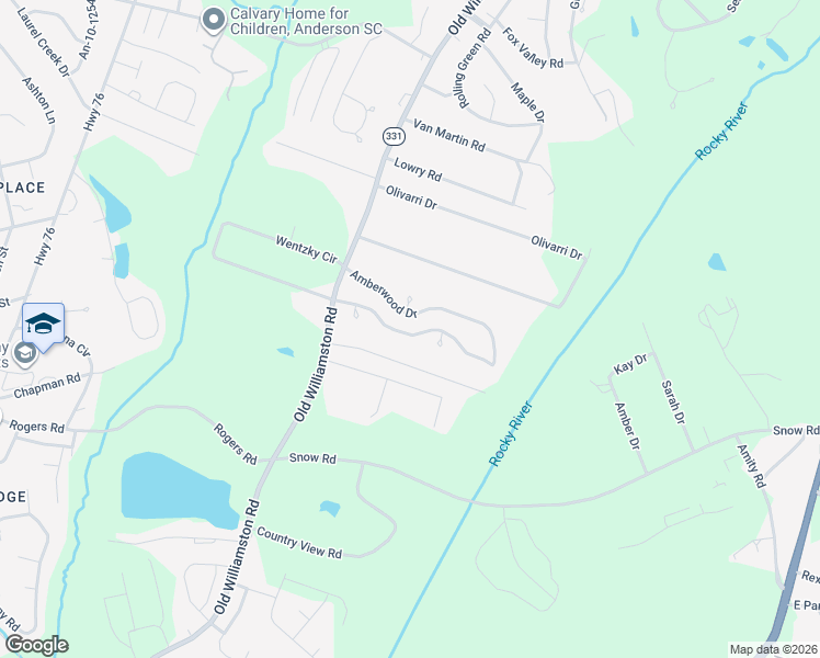 map of restaurants, bars, coffee shops, grocery stores, and more near 109 Keystone Drive in Anderson