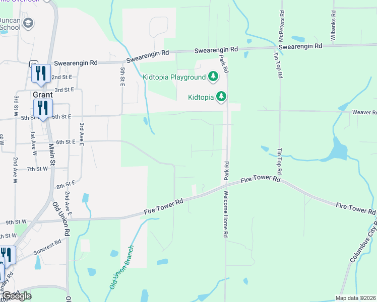 map of restaurants, bars, coffee shops, grocery stores, and more near 65 Keystone Trail in Grant