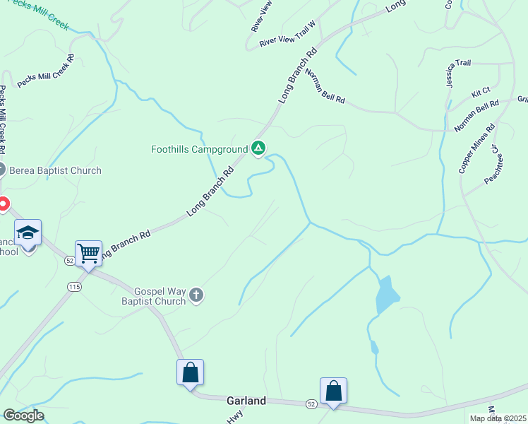 map of restaurants, bars, coffee shops, grocery stores, and more near 125 Cool Springs Lane in Murrayville