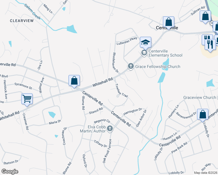 map of restaurants, bars, coffee shops, grocery stores, and more near 1705 Whitehall Road in Anderson
