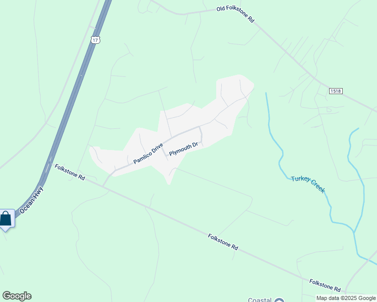 map of restaurants, bars, coffee shops, grocery stores, and more near 309 Plymouth Drive in Holly Ridge