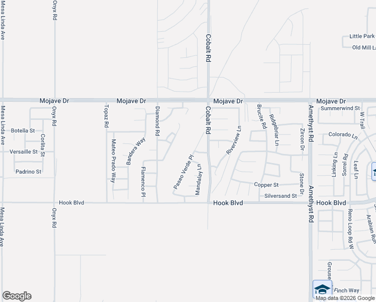 map of restaurants, bars, coffee shops, grocery stores, and more near 15118 Paseo Verde Place in Victorville