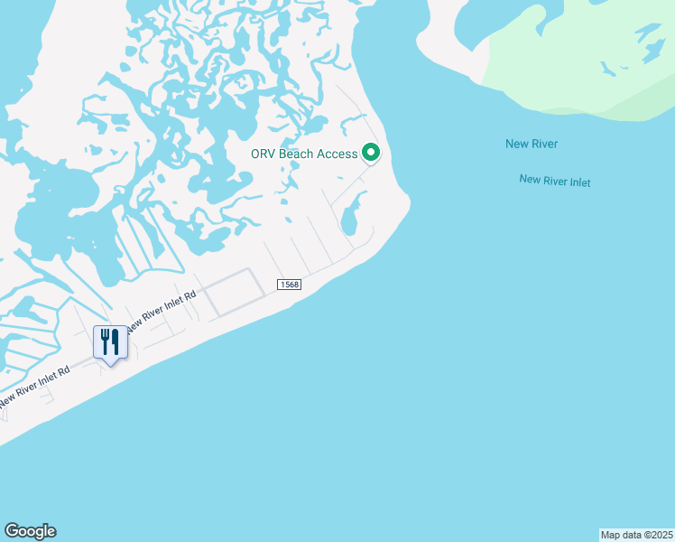 map of restaurants, bars, coffee shops, grocery stores, and more near 2343 New River Inlet Road in North Topsail Beach