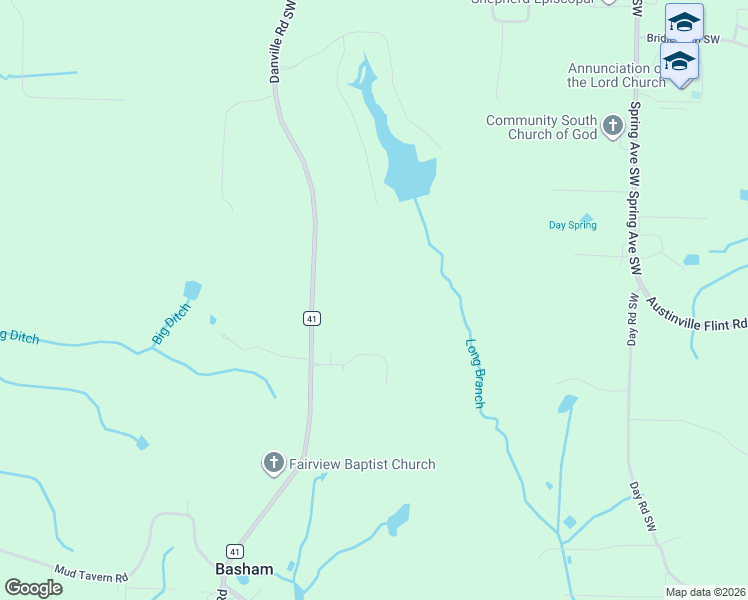 map of restaurants, bars, coffee shops, grocery stores, and more near 4316 Danville Road Southwest in Decatur