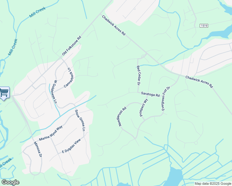 map of restaurants, bars, coffee shops, grocery stores, and more near 519 Saratoga Road in Sneads Ferry