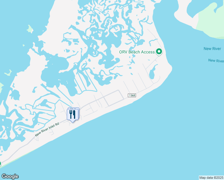 map of restaurants, bars, coffee shops, grocery stores, and more near 135 Sea Gull Lane in North Topsail Beach