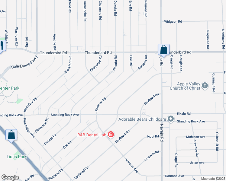 map of restaurants, bars, coffee shops, grocery stores, and more near 15050 Ramona Avenue in Apple Valley