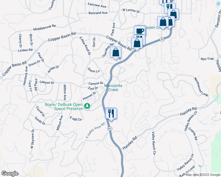 map of restaurants, bars, coffee shops, grocery stores, and more near 927 White Spar Road in Prescott