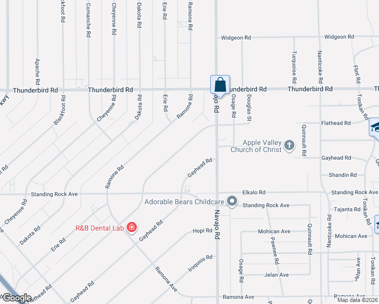 map of restaurants, bars, coffee shops, grocery stores, and more near 15070 Flathead Road in Apple Valley