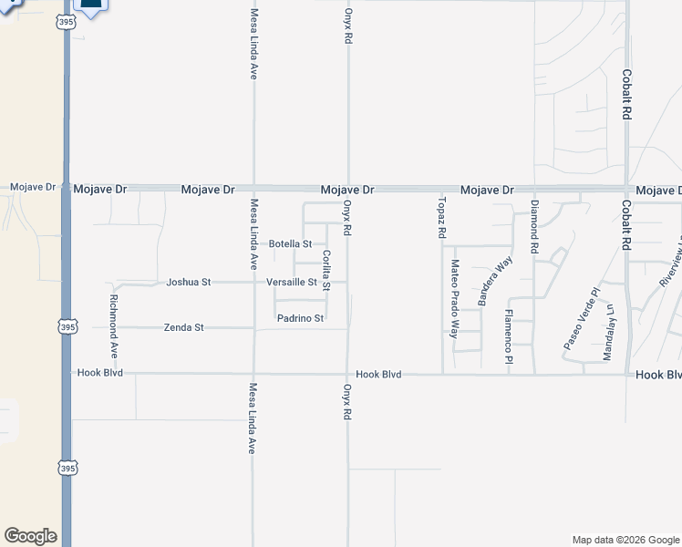 map of restaurants, bars, coffee shops, grocery stores, and more near 15039 Corlita Street in Victorville