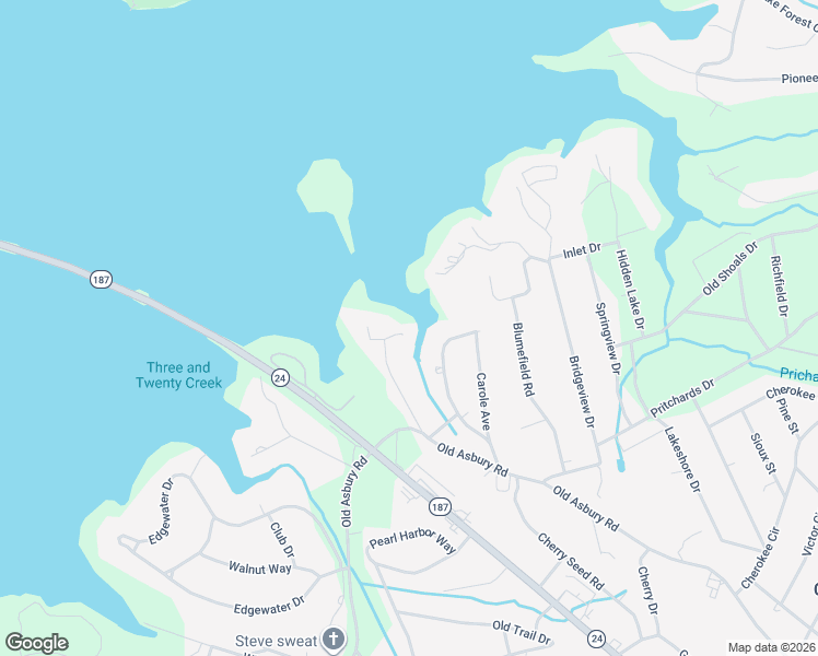 map of restaurants, bars, coffee shops, grocery stores, and more near 202 Inland Drive in Anderson