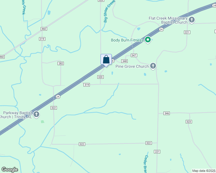 map of restaurants, bars, coffee shops, grocery stores, and more near 1934 County Road 319 in Moulton