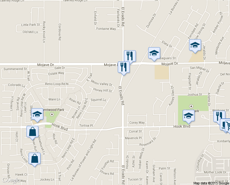 map of restaurants, bars, coffee shops, grocery stores, and more near 15115 Fresh Water Way in Victorville